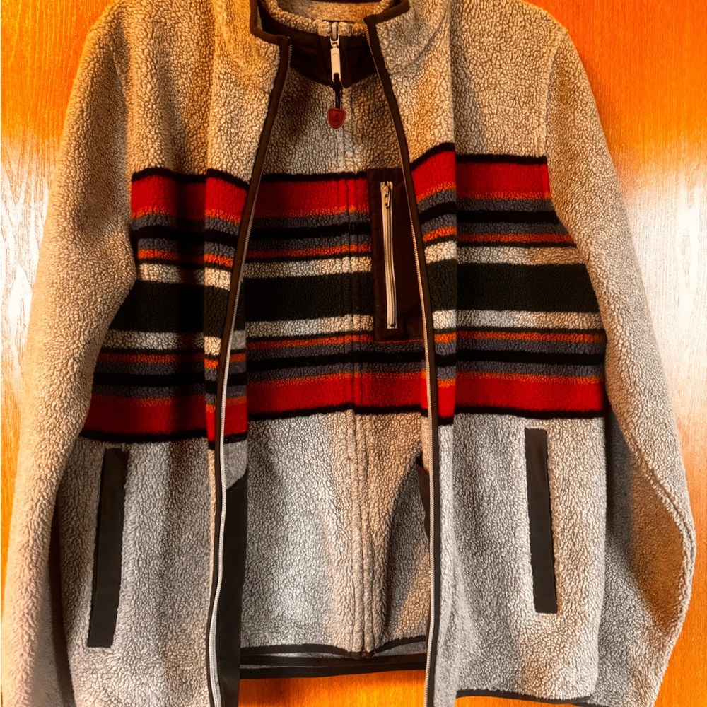 Pendleton Jacket & Vest Set National Park Glacier Stripe Sherpa Mens S/M fullZip - Picture 3 of 14